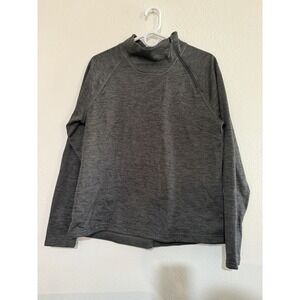 The North Face Womens Sweater Large Gray Quarter Zip Fleece Mock Neck Logo